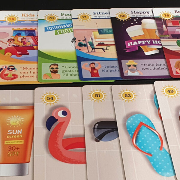 Sunbed Rush item and activity cards